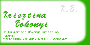 krisztina bokonyi business card